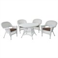 Propation 5 Piece White Wicker Dining Set - Brown Cushions PR1081233